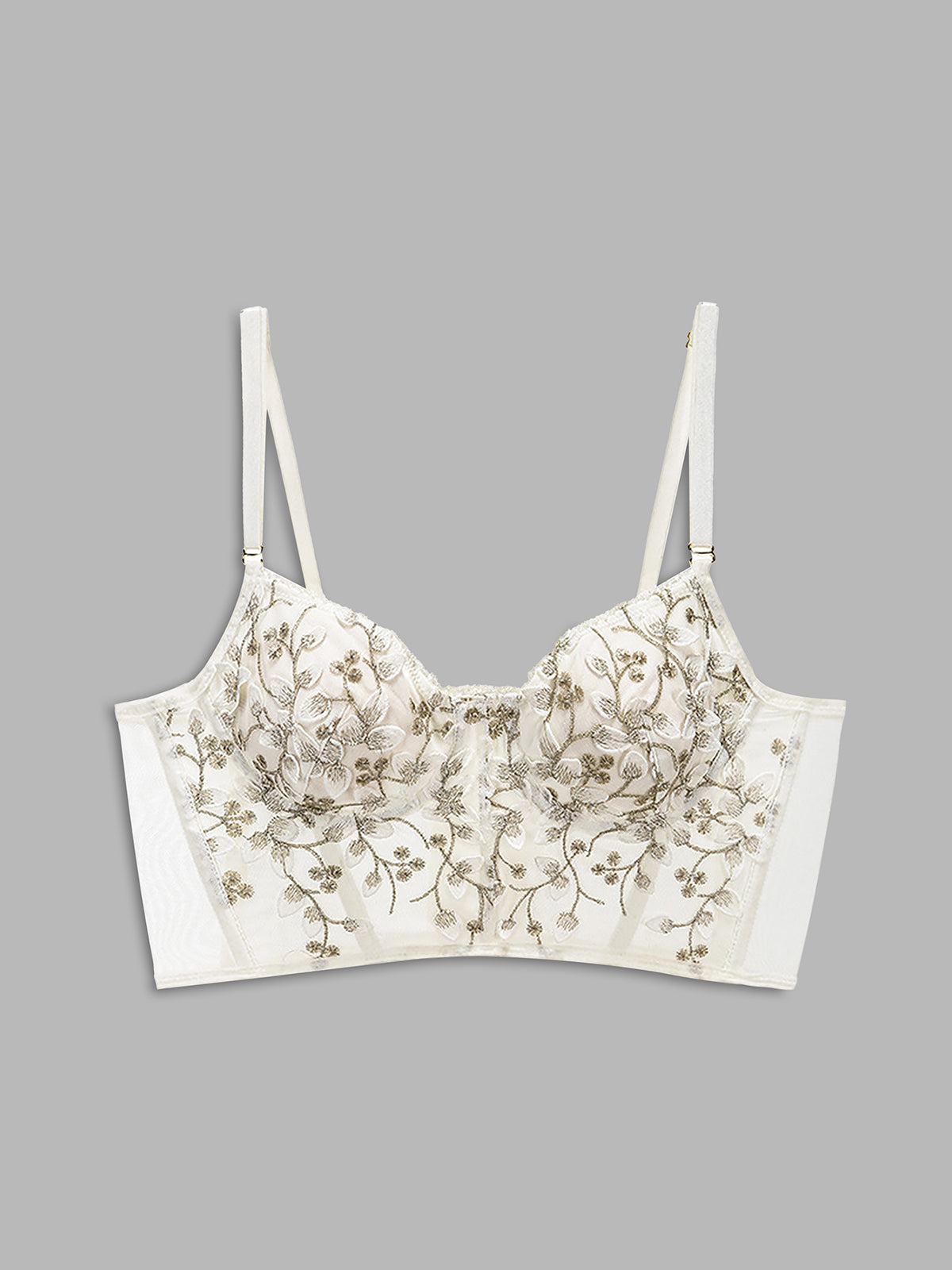 Haut corset court en dentelle et maille florale 