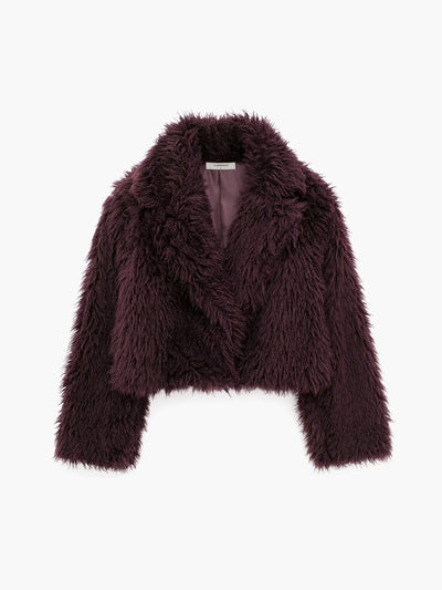 Manteau court en fausse fourrure duveteuse 