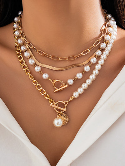 Pearl Decor Chain Layered Necklace