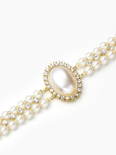 Vintage Double Layer Faux Pearl Choker Necklace