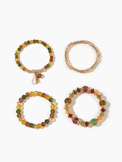 AMARE Ensemble de 4 Bracelets Perles en Cristal Artificiel Multicolores