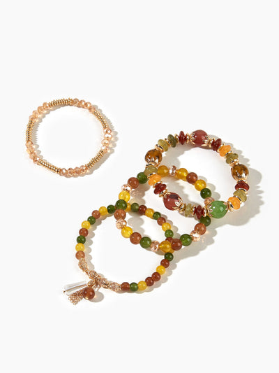 AMARE Ensemble de 4 Bracelets Perles en Cristal Artificiel Multicolores