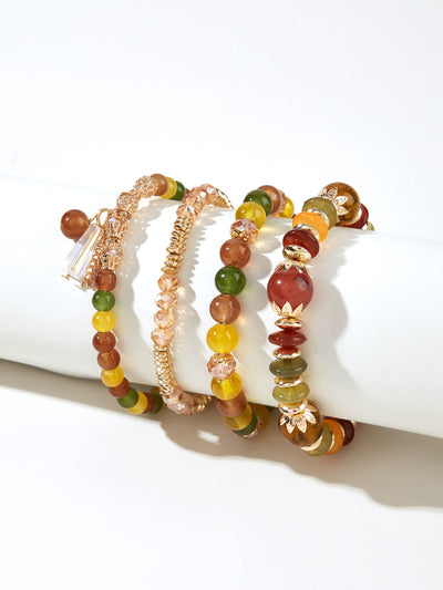 AMARE Ensemble de 4 Bracelets Perles en Cristal Artificiel Multicolores