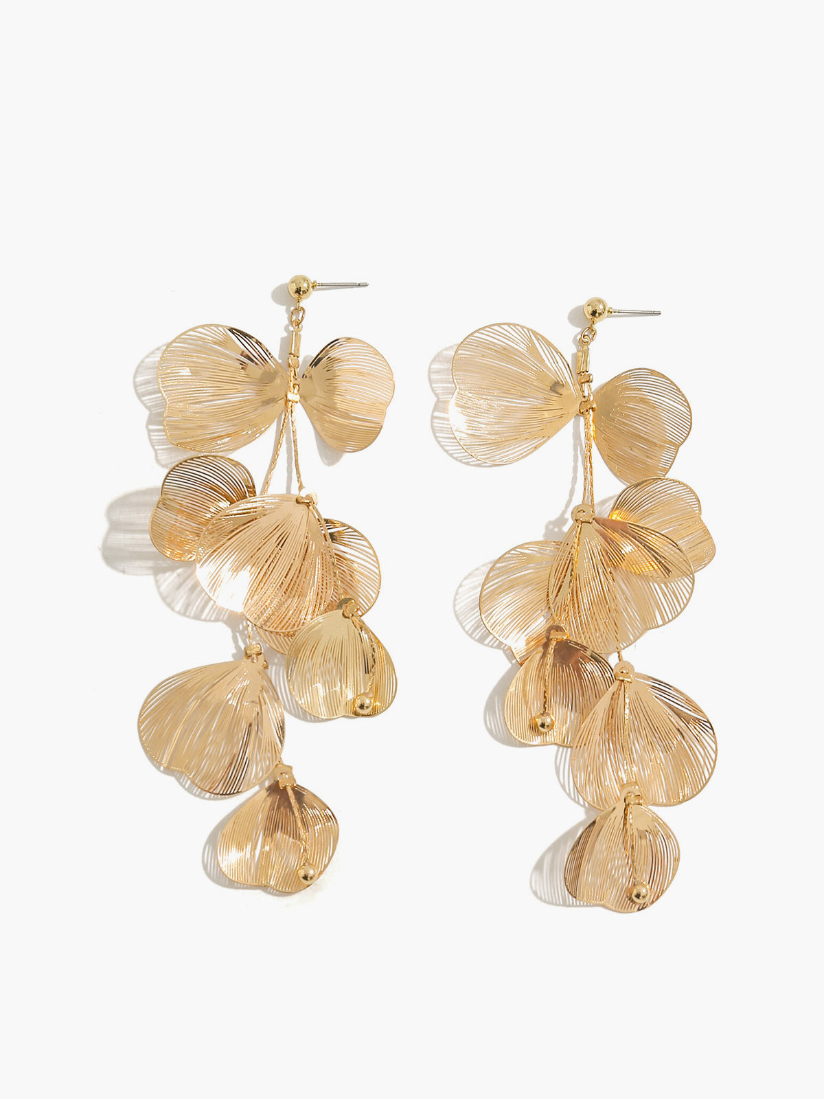 AMARE Boucles d'Oreilles Longues Dangle Ginkgo Leaves