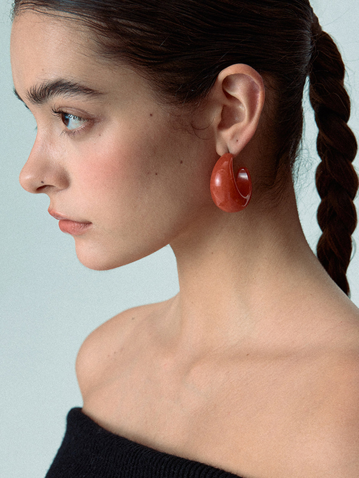 AMARE Boucles d'Oreilles Crescent Lune Acrylique Rouge