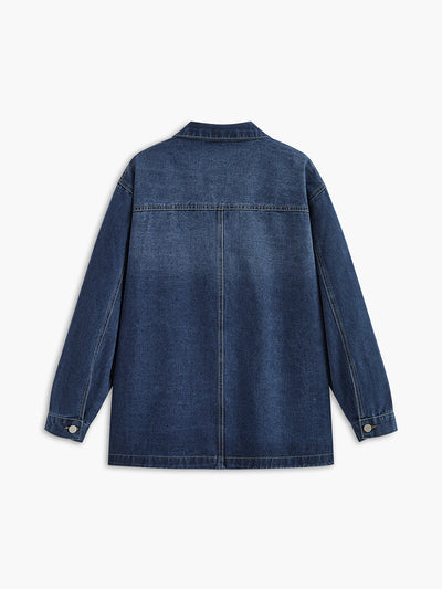 Veste en jean décontractée à revers boutonnés 