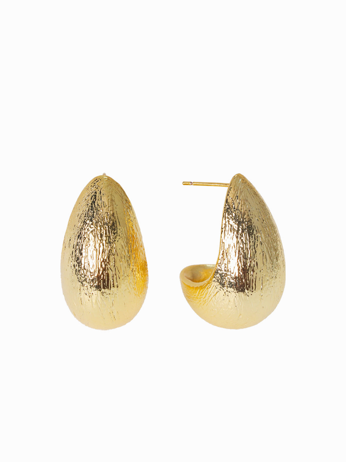 AMARE Boucles d'Oreilles Texturées en Forme de Cercle Concave Plaquées Or 18k