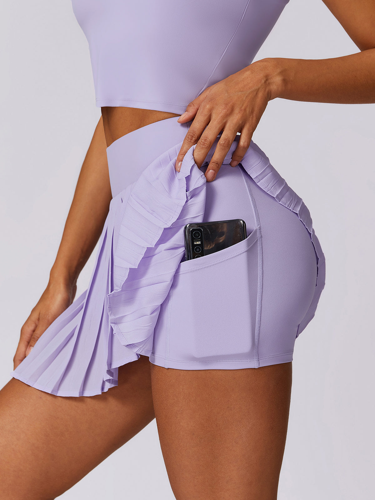 Pleated Pockets Active Skirt