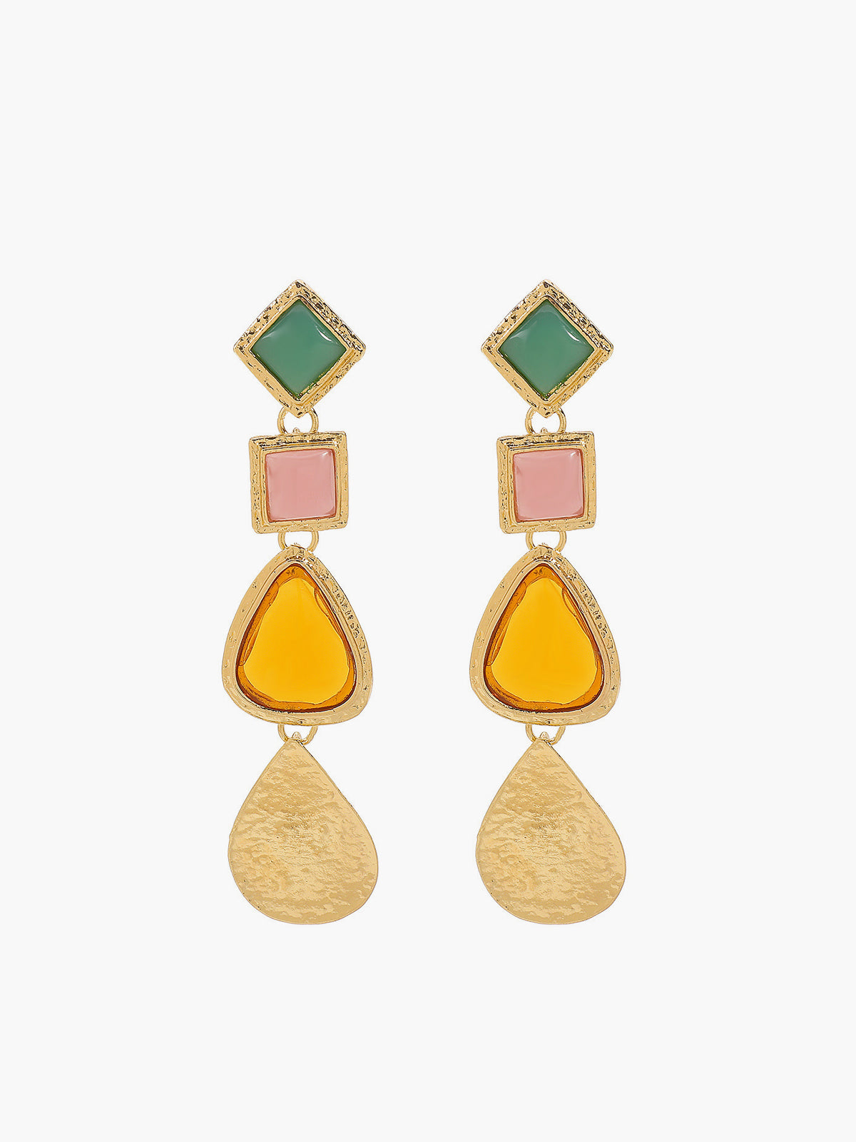 AMARE Boucles d'Oreilles Goutte Géométriques en Résine Multicolore