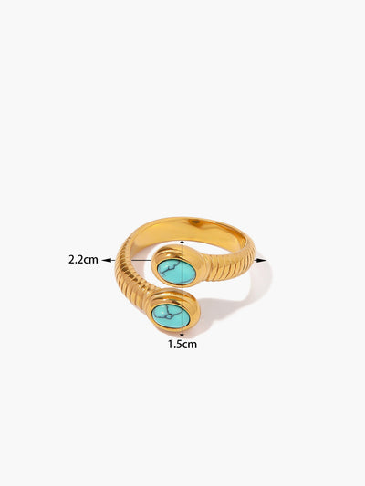 AMARE Bague Serpent 1pc avec Pierre de Saphir et Turquoise