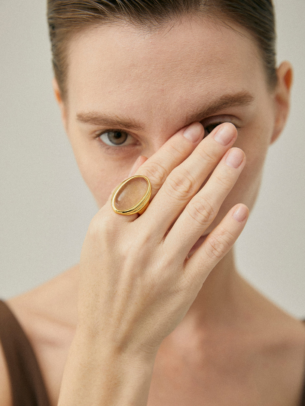 AMARE Bague Cristal Jaune Sunshine Citrine pour la Prospérité