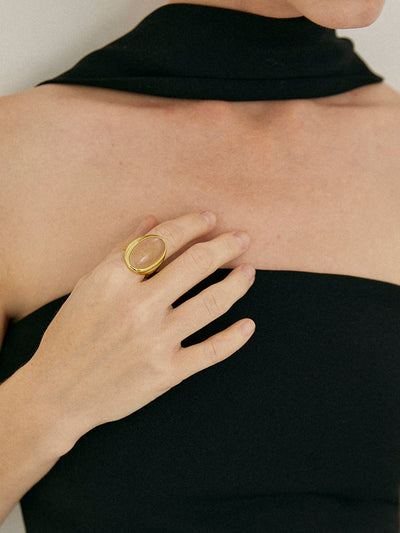 AMARE Bague Cristal Jaune Sunshine Citrine pour la Prospérité