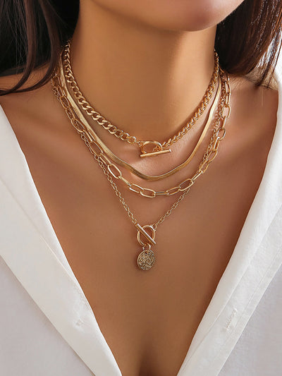 4pcs Chunky Stacking Pendant Necklace