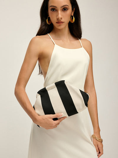 Two Tone Striped Clutch Bag