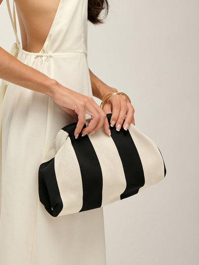 Two Tone Striped Clutch Bag