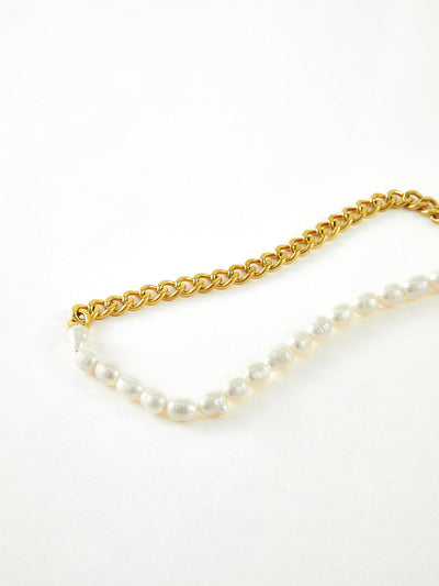 Pearl Chunky Chain Lariat Necklace