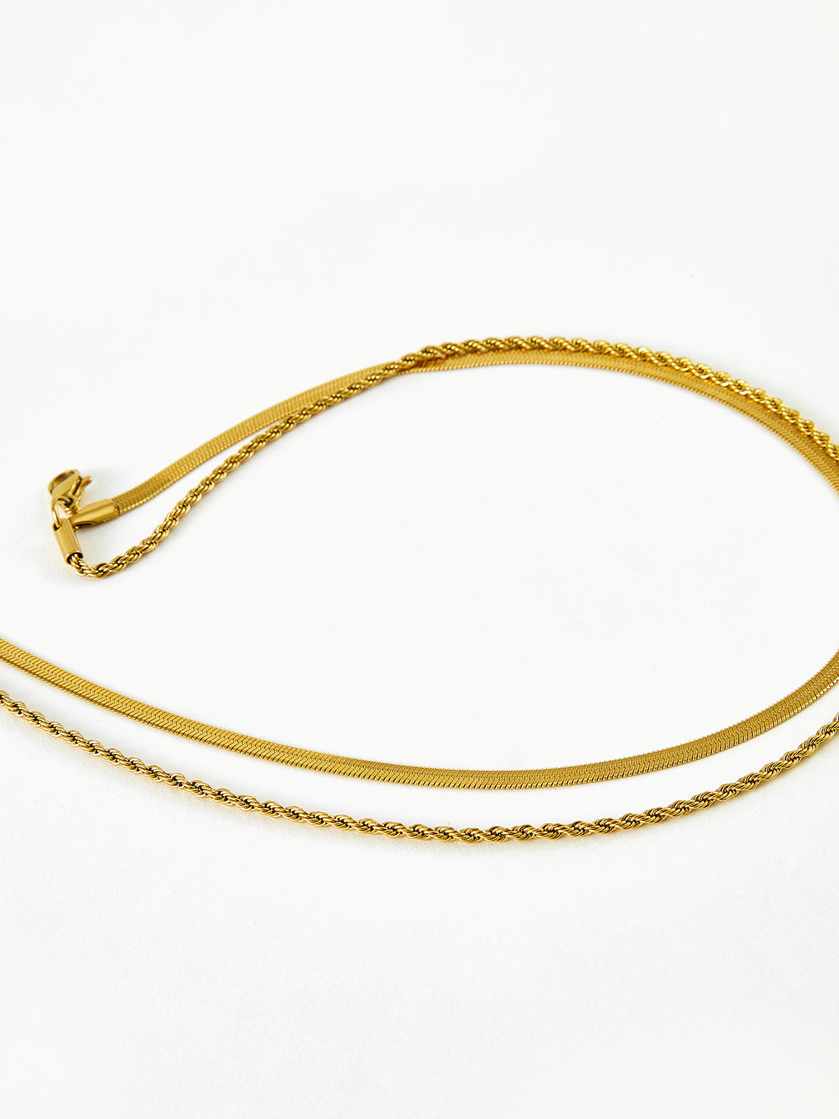 Double-Layer Snake & Twist Chain Necklace