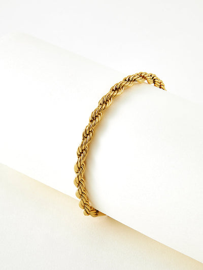 AMARE Bracelet Twist Minimaliste en Acier Titane Plaqué Or 18k