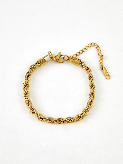 AMARE Bracelet Twist Minimaliste en Acier Titane Plaqué Or 18k