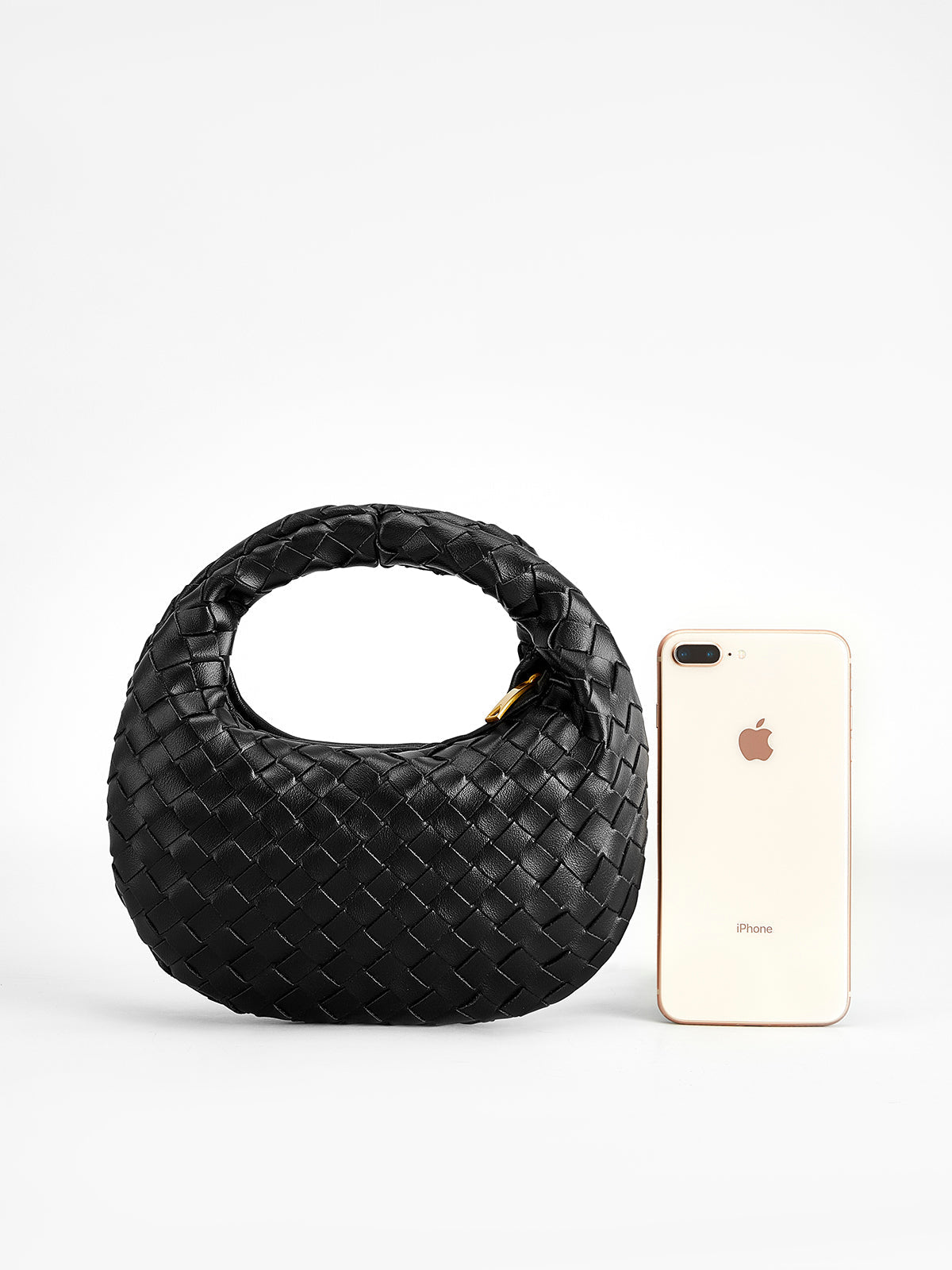 Rounded Woven Zipper Handbag