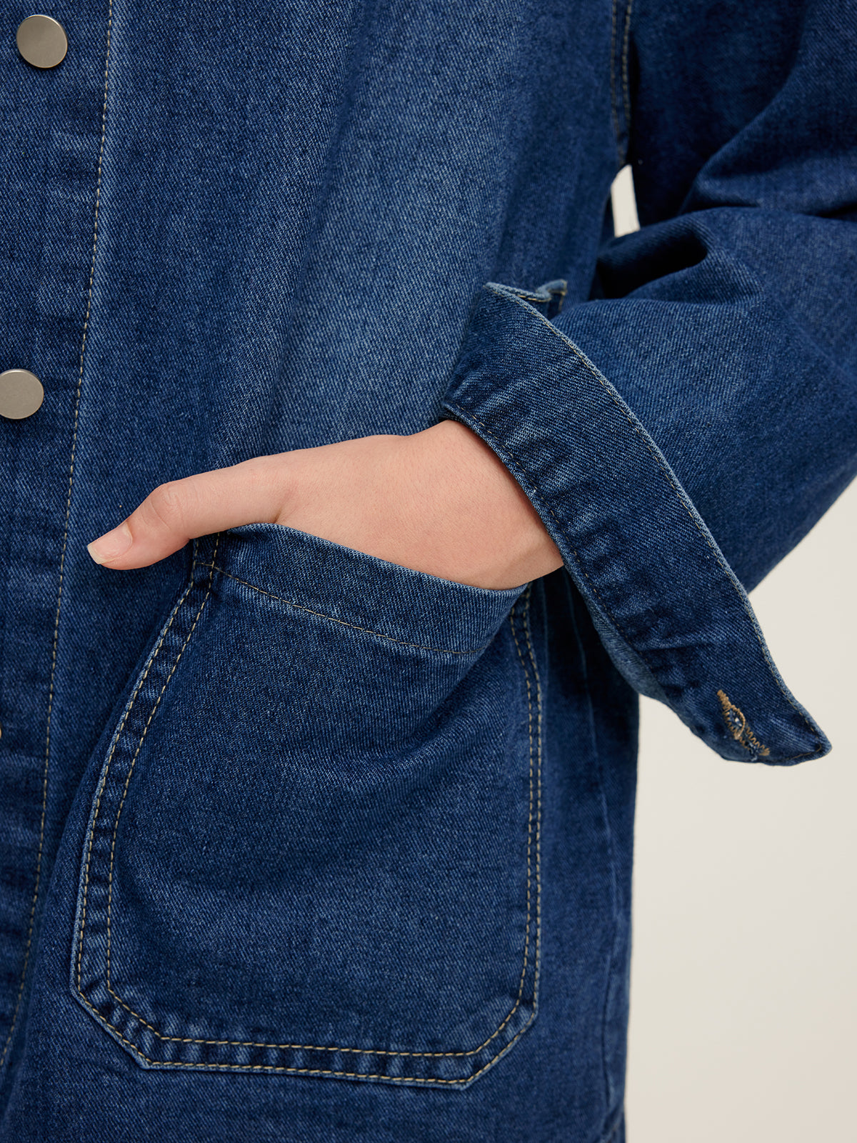 Veste en jean décontractée à revers boutonnés 