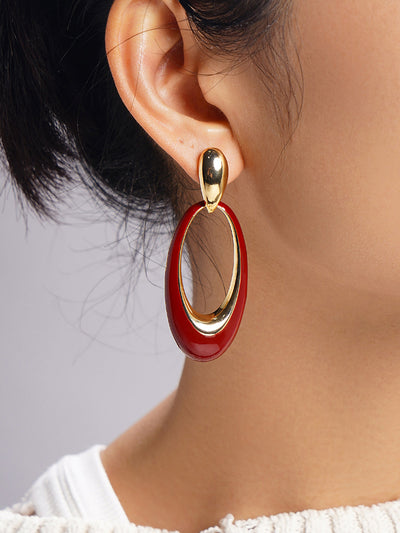 AMARE Boucles d'Oreilles Pendantes Ovales Maroon