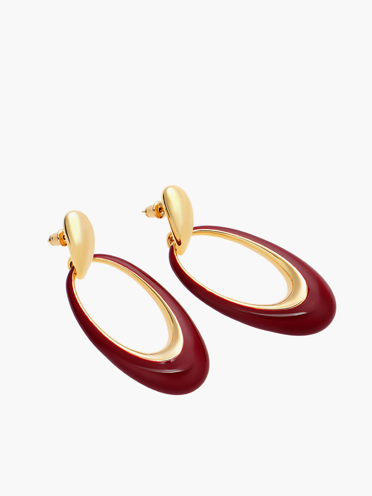 AMARE Boucles d'Oreilles Pendantes Ovales Maroon