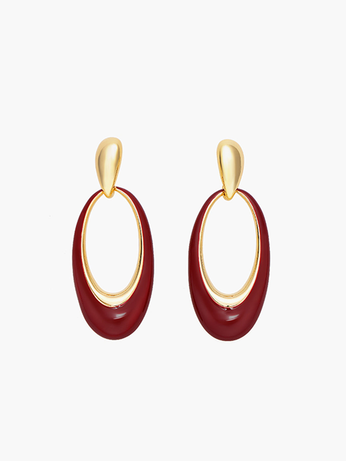 AMARE Boucles d'Oreilles Pendantes Ovales Maroon