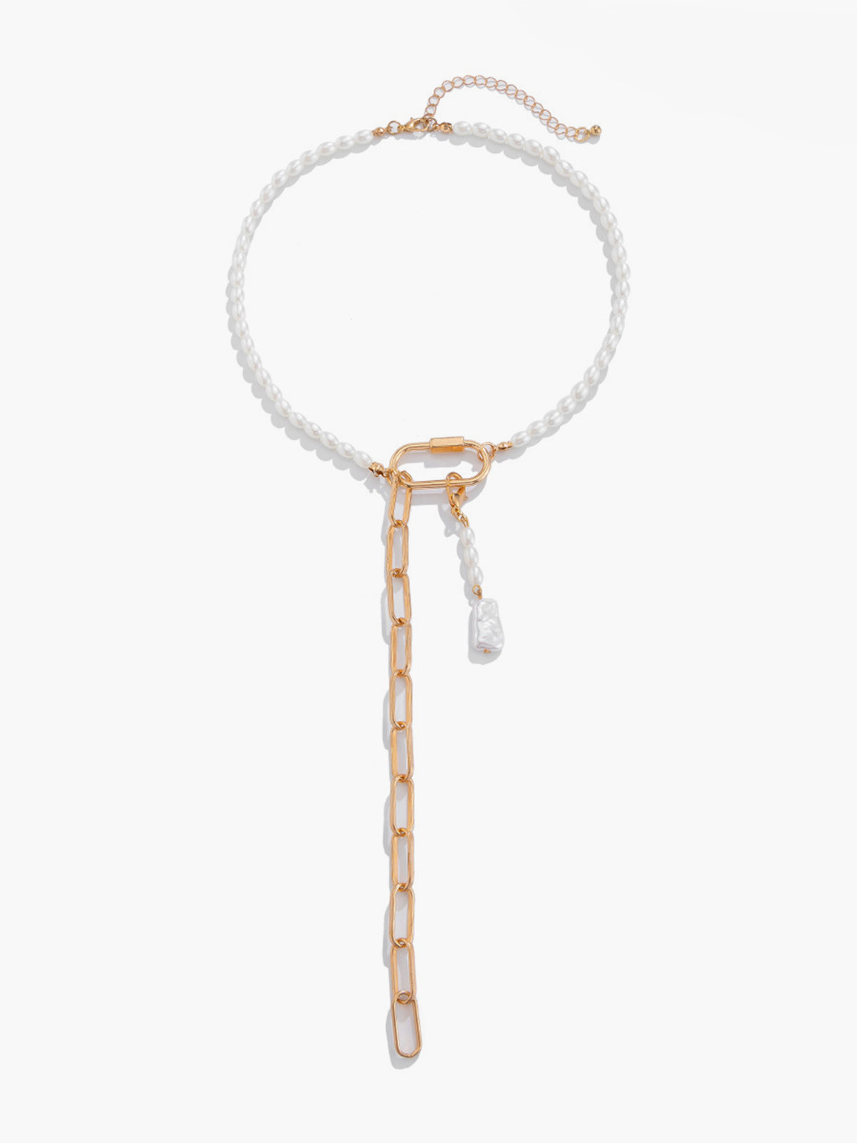 AMARE Collier Long Chaine Perles Forme Y