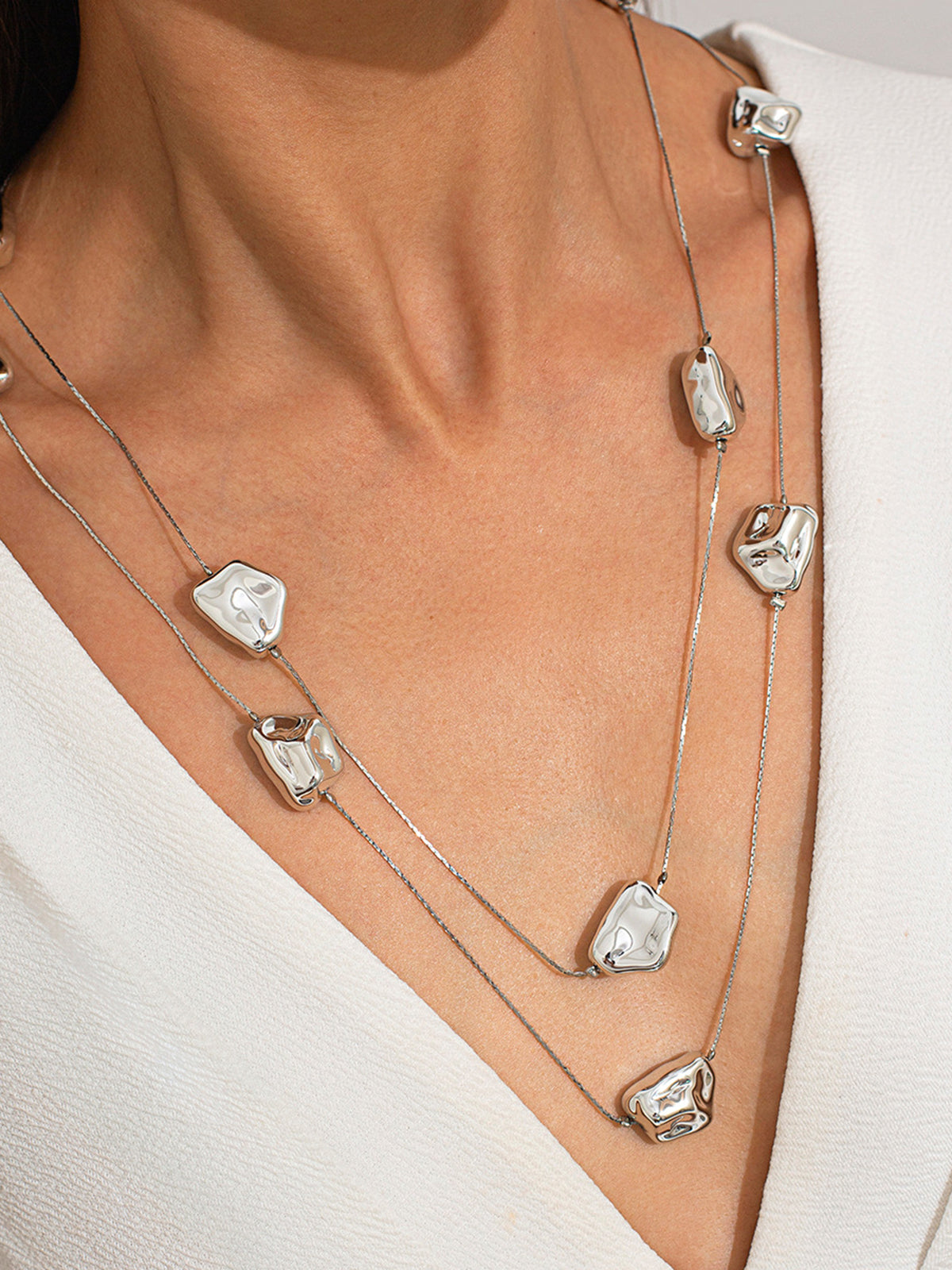 Double-Layer Irregular Stones Necklace