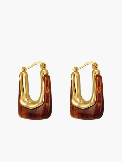 AMARE Boucles d'Oreilles Hoop en Forme de U Amber