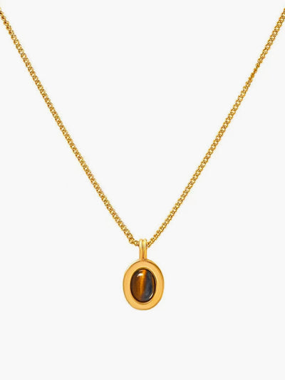 Minimalist Tiger Eye Pendant Necklace