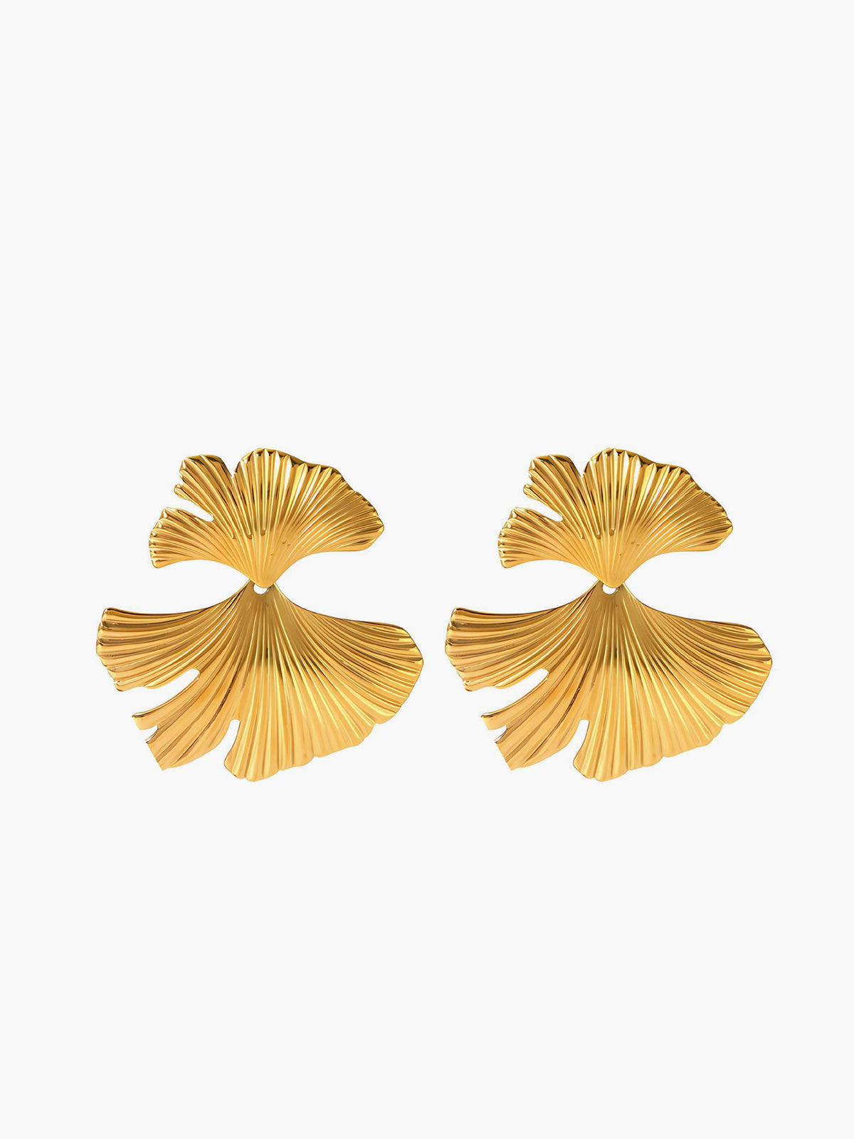 AMARE Boucles d'Oreilles Pendantes à Design Ripple Feuille de Ginkgo