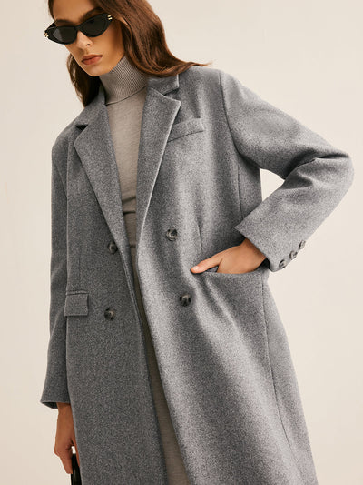 Manteau long avec poches à revers 