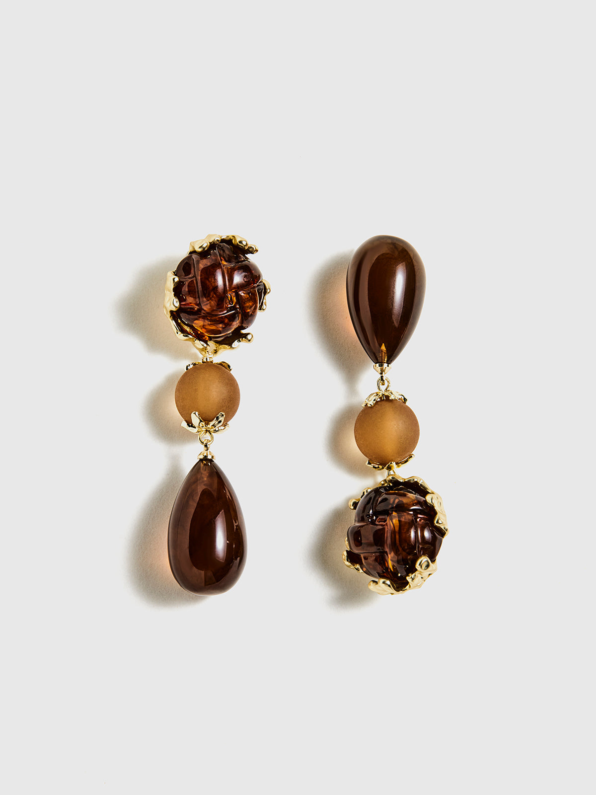 AMARE Boucles d'Oreilles Géométriques en Résine Brune