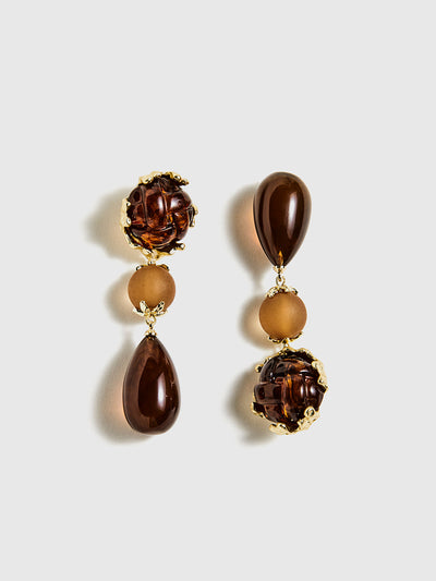 AMARE Boucles d'Oreilles Géométriques en Résine Brune