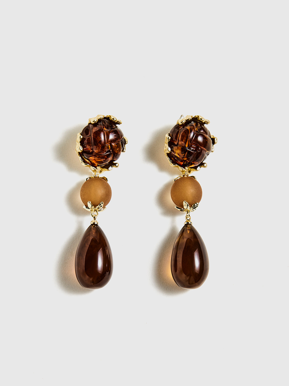 AMARE Boucles d'Oreilles Géométriques en Résine Brune