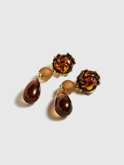 AMARE Boucles d'Oreilles Géométriques en Résine Brune