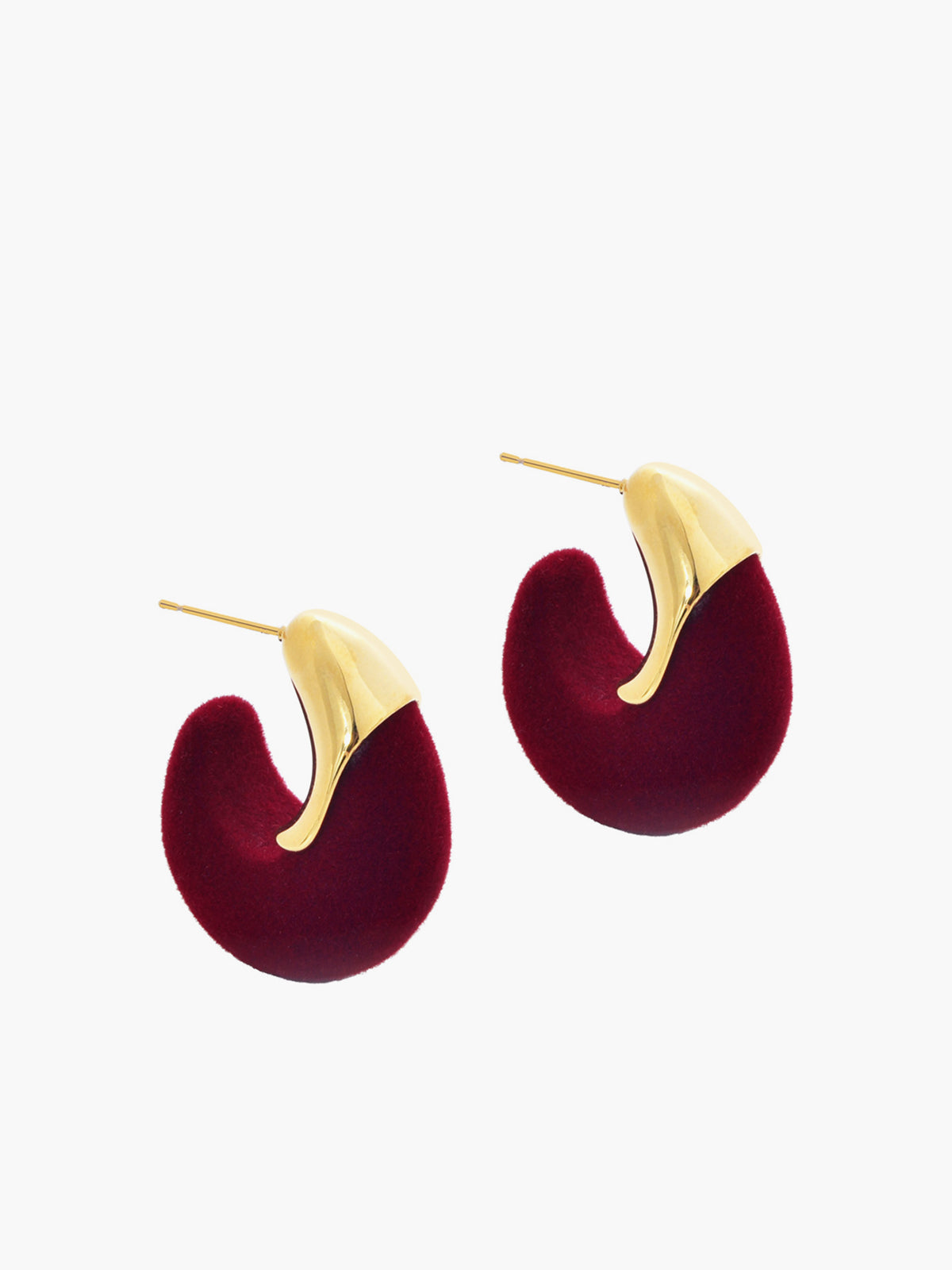 AMARE Boucles d'Oreilles Stud Hoop Flockées Bordeaux