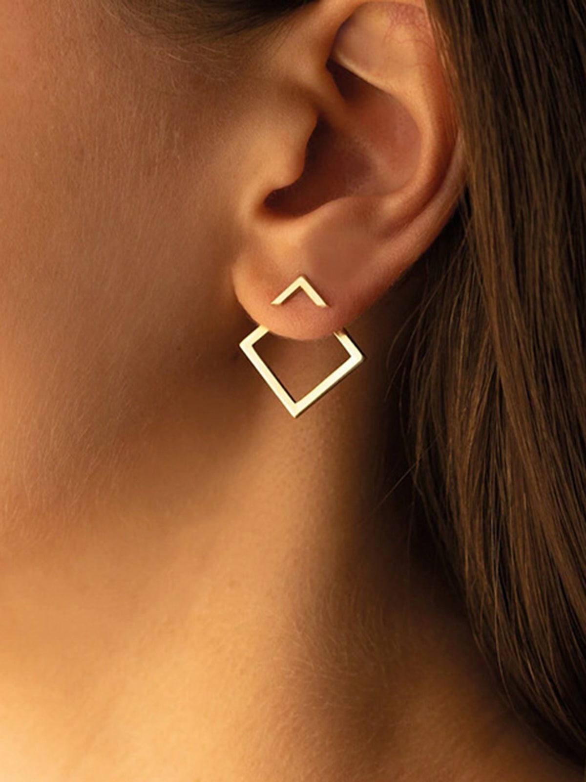 AMARE Boucles d'Oreilles Géométriques Carrées Minimalistes