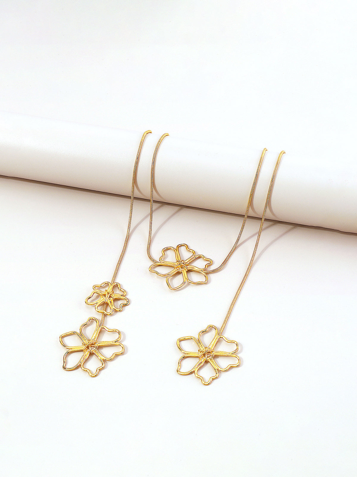 Golden Floral Drop Necklace