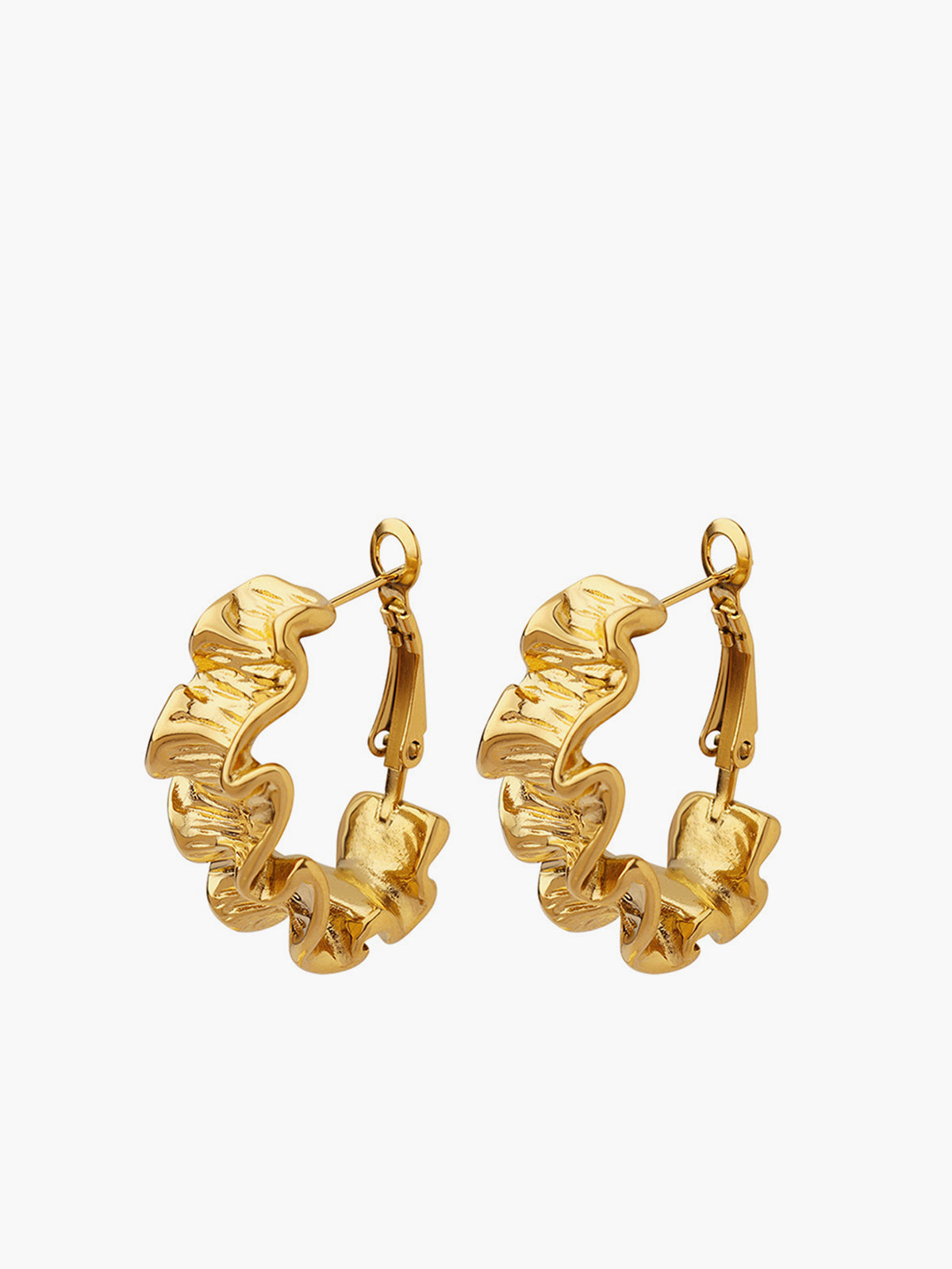 AMARE Boucles d'Oreilles Créoles Texturées Vagues Plissées