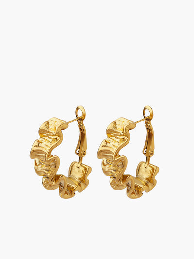 AMARE Boucles d'Oreilles Créoles Texturées Vagues Plissées