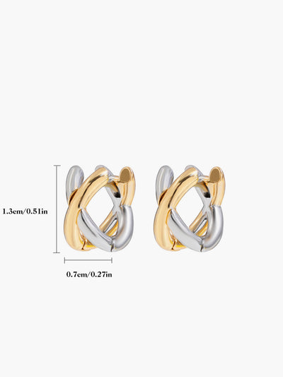 AMARE Ear Cuff Croisé Bi-Color Or et Argent