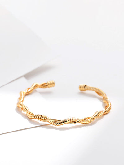 AMARE Bracelet Ouvert Minimaliste Twist Plaqué Or 18K