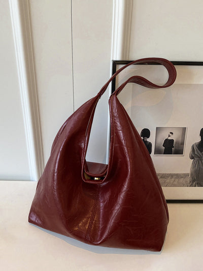 Leisure Button Clasp Hobo Bag