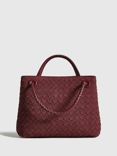 Suede Woven Tote Bag