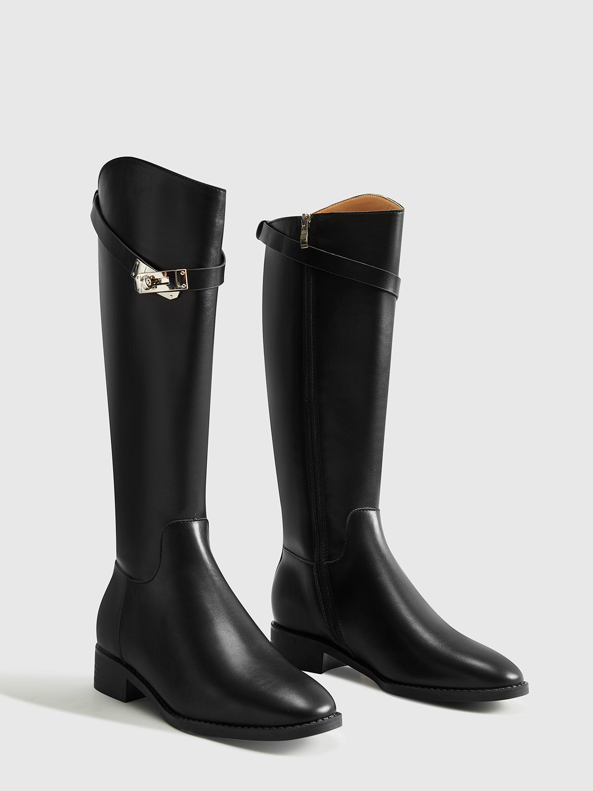 Belted Knee-High Knight Boots