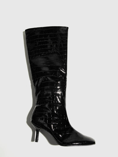 Crocodile Pattern Knee High Boots