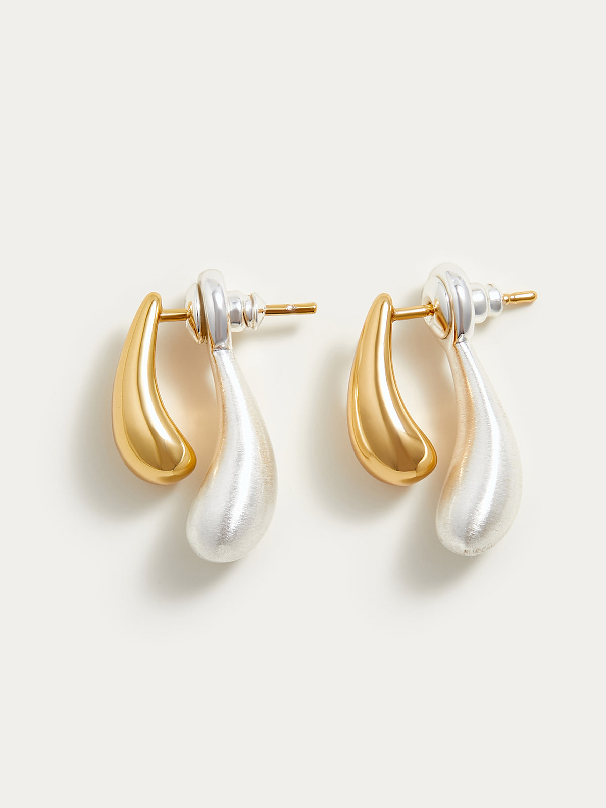 AMARE Boucles d'Oreilles Double Goutte d'Eau Bi-Ton